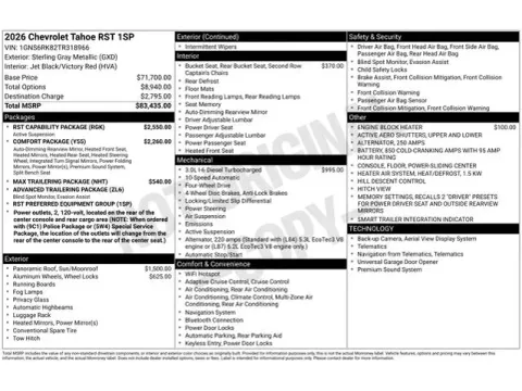 Photos of 2026 Chevrolet Tahoe RST for sale in Tulsa, OK at Jim Norton T-Town Chevrolet