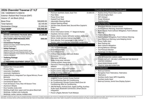 Photos of 2026 Chevrolet Traverse LT for sale in Tulsa, OK at Jim Norton T-Town Chevrolet