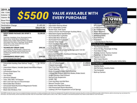 Yellow 2019 Jeep Wrangler Sport S for sale in Tulsa, OK