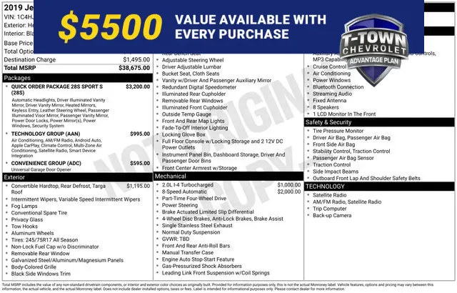 Yellow 2019 Jeep Wrangler Sport S for sale in Tulsa, OK