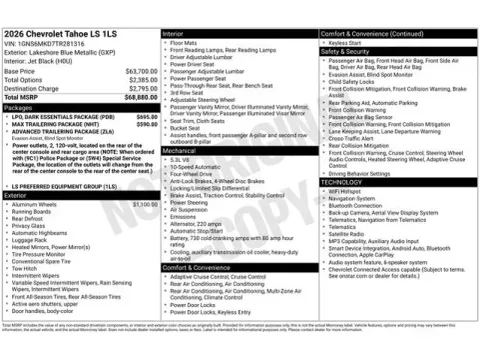 Photos of 2026 Chevrolet Tahoe LS for sale in Tulsa, OK at Jim Norton T-Town Chevrolet