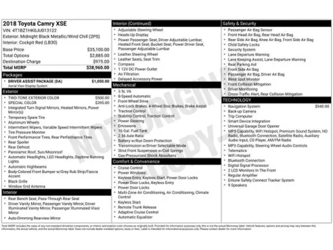 Another view of 2018 Toyota Camry XSE V6 for sale in Tulsa, OK at Jim Norton T-Town Chevrolet