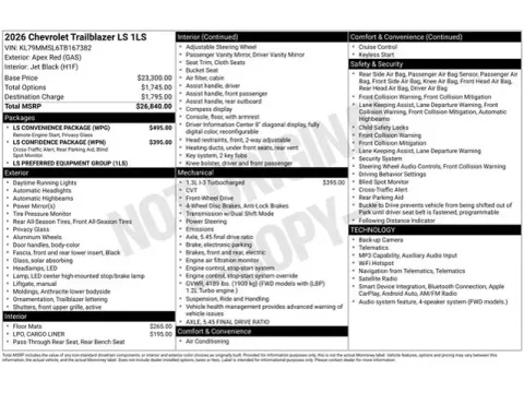 Photos of 2026 Chevrolet TrailBlazer LS for sale in Tulsa, OK at Jim Norton T-Town Chevrolet