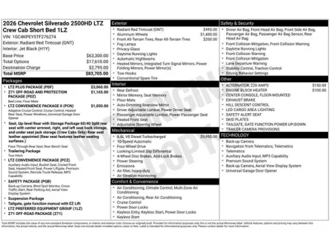 Photos of 2026 Chevrolet Silverado 2500HD LTZ for sale in Tulsa, OK at Jim Norton T-Town Chevrolet