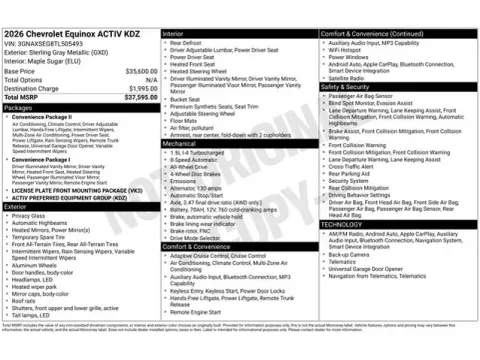 Photos of 2026 Chevrolet Equinox ACTIV for sale in Tulsa, OK at Jim Norton T-Town Chevrolet