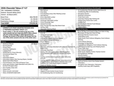 Photos of 2026 Chevrolet Tahoe LT for sale in Tulsa, OK at Jim Norton T-Town Chevrolet
