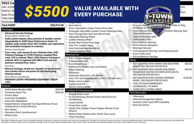 Black 2022 Cadillac XT5 Premium Luxury for sale in Tulsa, OK