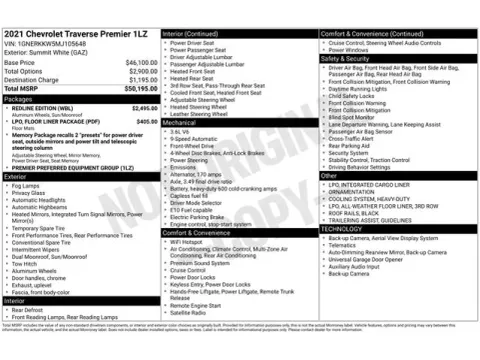 Another view of 2021 Chevrolet Traverse Premier for sale in Tulsa, OK at Jim Norton T-Town Chevrolet