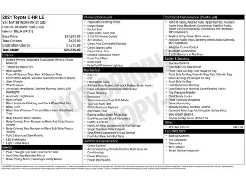 Another view of 2021 Toyota C-HR LE for sale in Tulsa, OK at Jim Norton T-Town Chevrolet