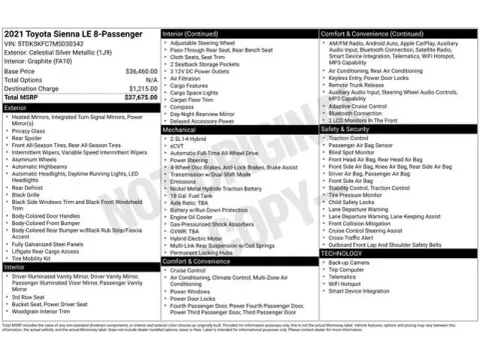 Another view of 2021 Toyota Sienna LE for sale in Tulsa, OK at Jim Norton T-Town Chevrolet