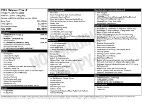 Photos of 2026 Chevrolet Trax LT for sale in Tulsa, OK at Jim Norton T-Town Chevrolet