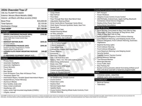 Photos of 2026 Chevrolet Trax LT for sale in Tulsa, OK at Jim Norton T-Town Chevrolet