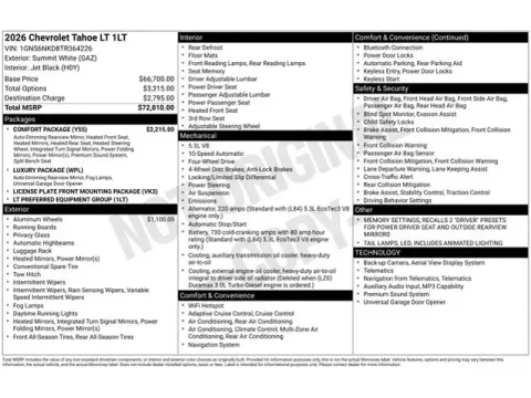 Photos of 2026 Chevrolet Tahoe LT for sale in Tulsa, OK at Jim Norton T-Town Chevrolet