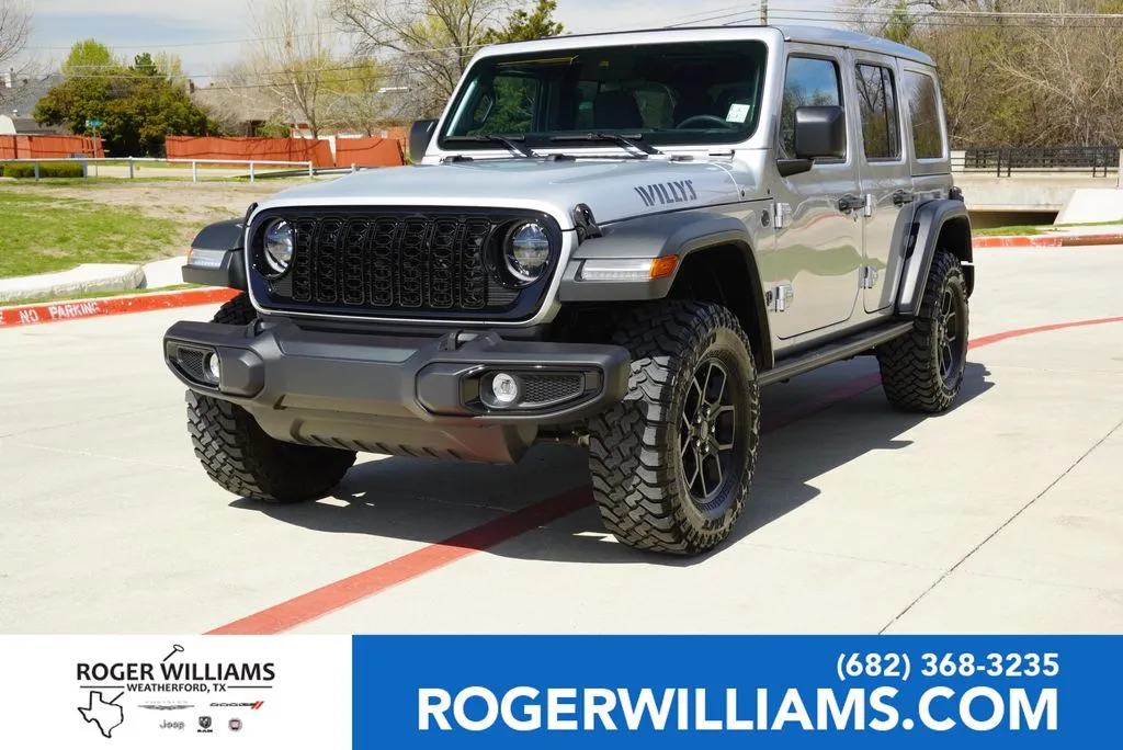 Silver 2024 Jeep Wrangler Willys for sale in Weatherford, TX