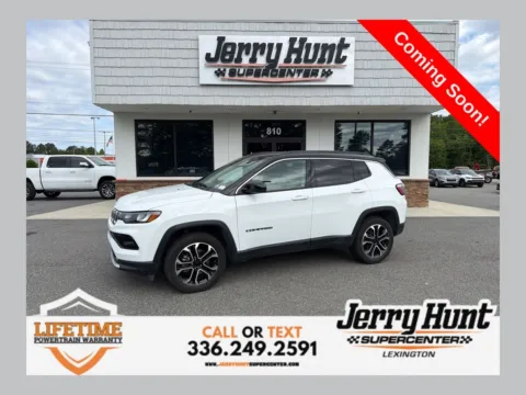 White 2022 Jeep Compass Limited for sale in Lexington, NC