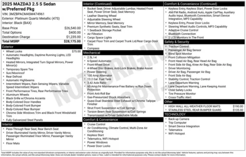 More photos of 2025 Mazda Mazda3 2.5 S Preferred Package at Jerry Hunt Supercenter - Lexington, NC