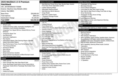 More photos of 2025 Mazda Mazda3 2.5 S Premium Package at Jerry Hunt Supercenter - Lexington, NC