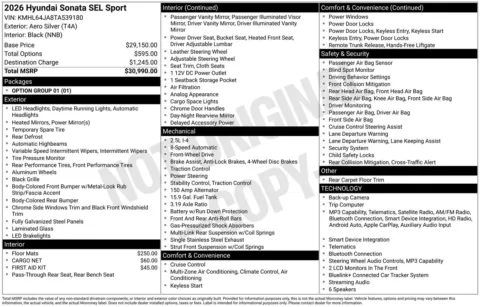 More photos of 2026 Hyundai Sonata SEL Sport at Jerry Hunt Supercenter - Lexington, NC