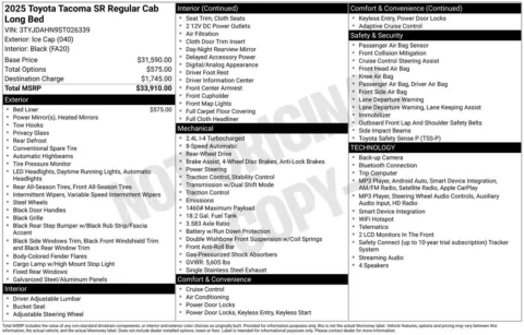 Another view of 2025 Toyota Tacoma SR for sale in Lexington, NC at Jerry Hunt Supercenter - Lexington