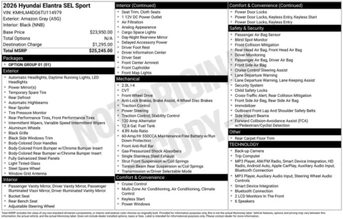 Another view of 2026 Hyundai Elantra SEL Sport for sale in Lexington, NC at Jerry Hunt Supercenter - Lexington