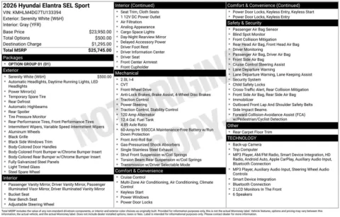 More photos of 2026 Hyundai Elantra SEL Sport at Jerry Hunt Supercenter - Lexington, NC