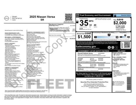 More photos of 2025 Nissan Versa 1.6 SR at Jerry Hunt Supercenter - Lexington, NC