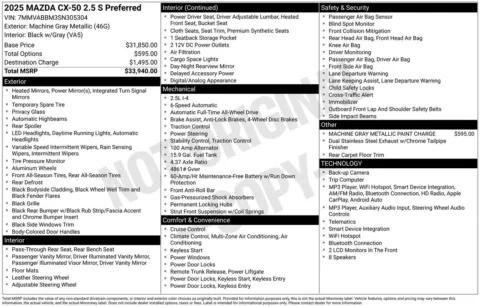 More photos of 2025 Mazda CX-50 2.5 S Preferred Package at Jerry Hunt Supercenter - Lexington, NC