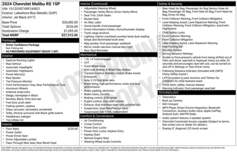 Another view of 2024 Chevrolet Malibu RS for sale in Lexington, NC at Jerry Hunt Supercenter - Lexington