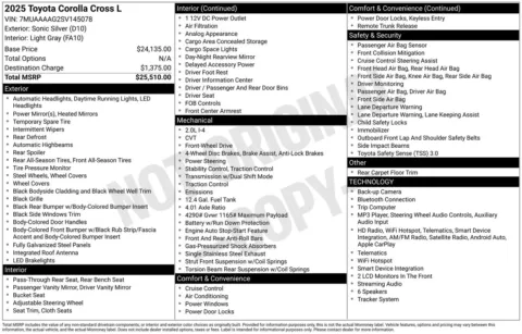More photos of 2025 Toyota Corolla Cross L at Jerry Hunt Supercenter - Lexington, NC