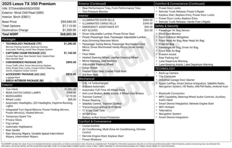 Another view of 2025 Lexus TX 350 Premium for sale in Lexington, NC at Jerry Hunt Supercenter - Lexington