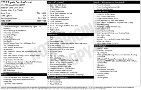 More photos of 2025 Toyota Corolla Cross L at Jerry Hunt Supercenter - Lexington, NC