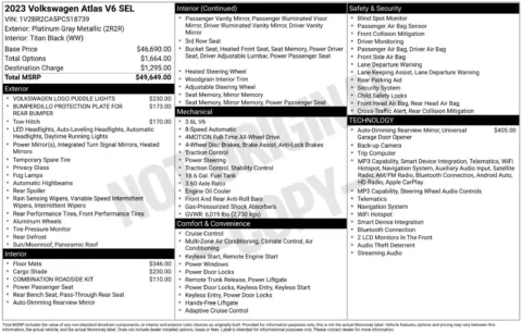Another view of 2023 Volkswagen Atlas SEL for sale in Lexington, NC at Jerry Hunt Supercenter - Lexington