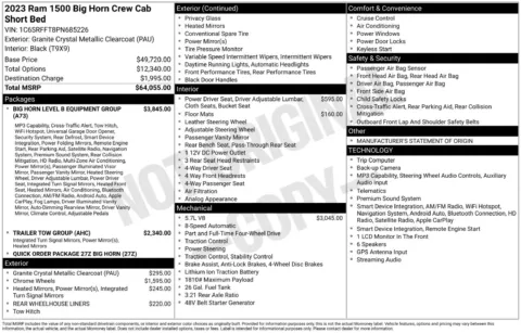 Another view of 2023 Ram 1500 Big Horn/Lone Star for sale in Lexington, NC at Jerry Hunt Supercenter - Lexington