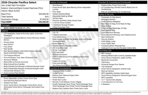 Another view of 2026 Chrysler Pacifica Select for sale in Lexington, NC at Jerry Hunt Supercenter - Lexington