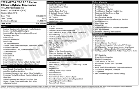 Another view of 2025 Mazda CX-5 2.5 S Carbon Edition for sale in Lexington, NC at Jerry Hunt Supercenter - Lexington