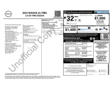 Another view of 2023 Nissan Altima 2.5 SV for sale in Lexington, NC at Jerry Hunt Supercenter - Lexington