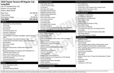 Another view of 2025 Toyota Tacoma SR for sale in Lexington, NC at Jerry Hunt Supercenter - Lexington