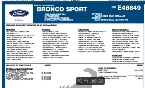 Photos of 2025 Ford Bronco Sport Badlands for sale in Orem, UT at AutoMatch