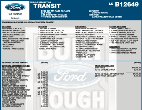 Photos of 2020 Ford Transit 350 XLT for sale in Orem, UT at AutoMatch