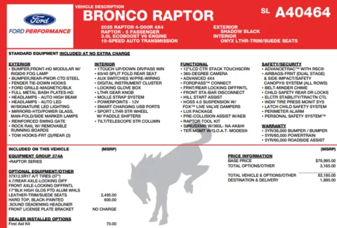 Photos of 2025 Ford Bronco Raptor for sale in Orem, UT at AutoMatch