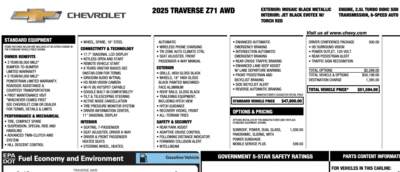 Another view of 2025 Chevrolet Traverse Z71 for sale in Orem, UT at AutoMatch