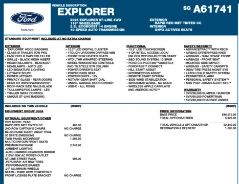 Another view of 2025 Ford Explorer ST-Line for sale in Orem, UT at AutoMatch