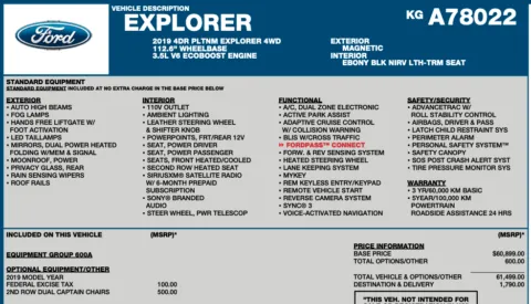 Photos of 2019 Ford Explorer Platinum for sale in Orem, UT at AutoMatch