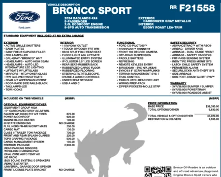 Photos of 2024 Ford Bronco Sport Badlands for sale in Orem, UT at AutoMatch