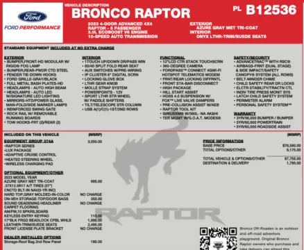 Photos of 2023 Ford Bronco Raptor for sale in Orem, UT at AutoMatch