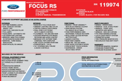 Photos of 2017 Ford Focus RS for sale in Orem, UT at AutoMatch
