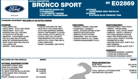 Photos of 2025 Ford Bronco Sport Outer Banks for sale in Orem, UT at AutoMatch