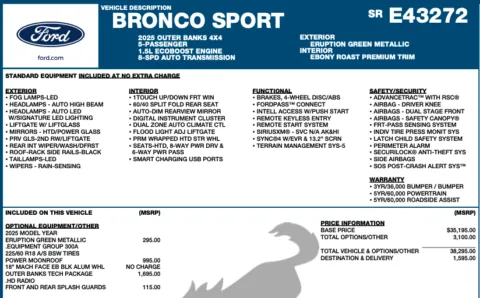 Photos of 2025 Ford Bronco Sport Outer Banks for sale in Orem, UT at AutoMatch