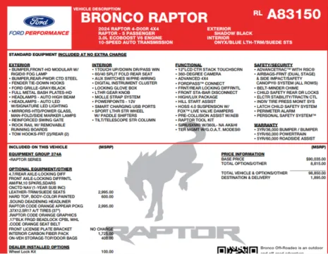 Photos of 2024 Ford Bronco Raptor for sale in Orem, UT at AutoMatch