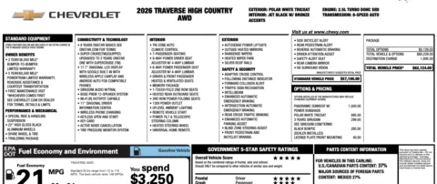 Photos of 2026 Chevrolet Traverse High Country for sale in Orem, UT at AutoMatch